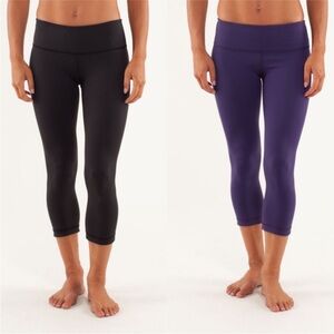 Lululemon Wunder Under Crop Reversible Dense Purple / Black SZ 4